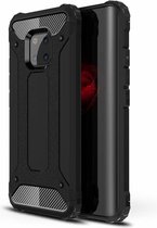 Huawei Mate 20 Pro Zwart Anti Shock Dual Layer Hybrid Armor Carbon hoesje