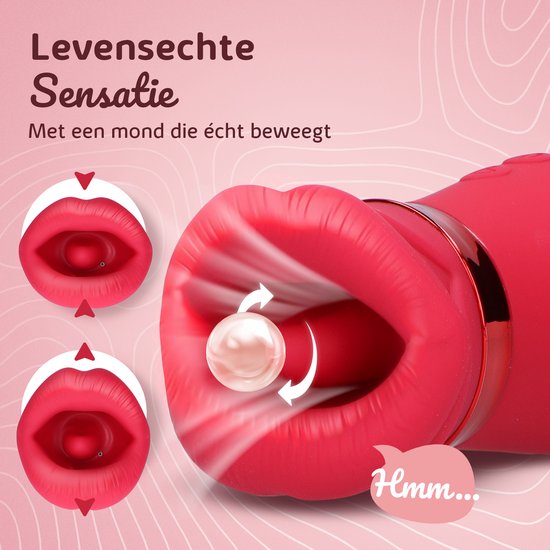 Sensual Desire® LIPS – Likkende Tong Vibrator – Vibrators & Sex Toys voor Vrouwen – 14 Standen met Zuigfunctie – Clitoris Stimulator Realistisch – Stil & Waterdicht