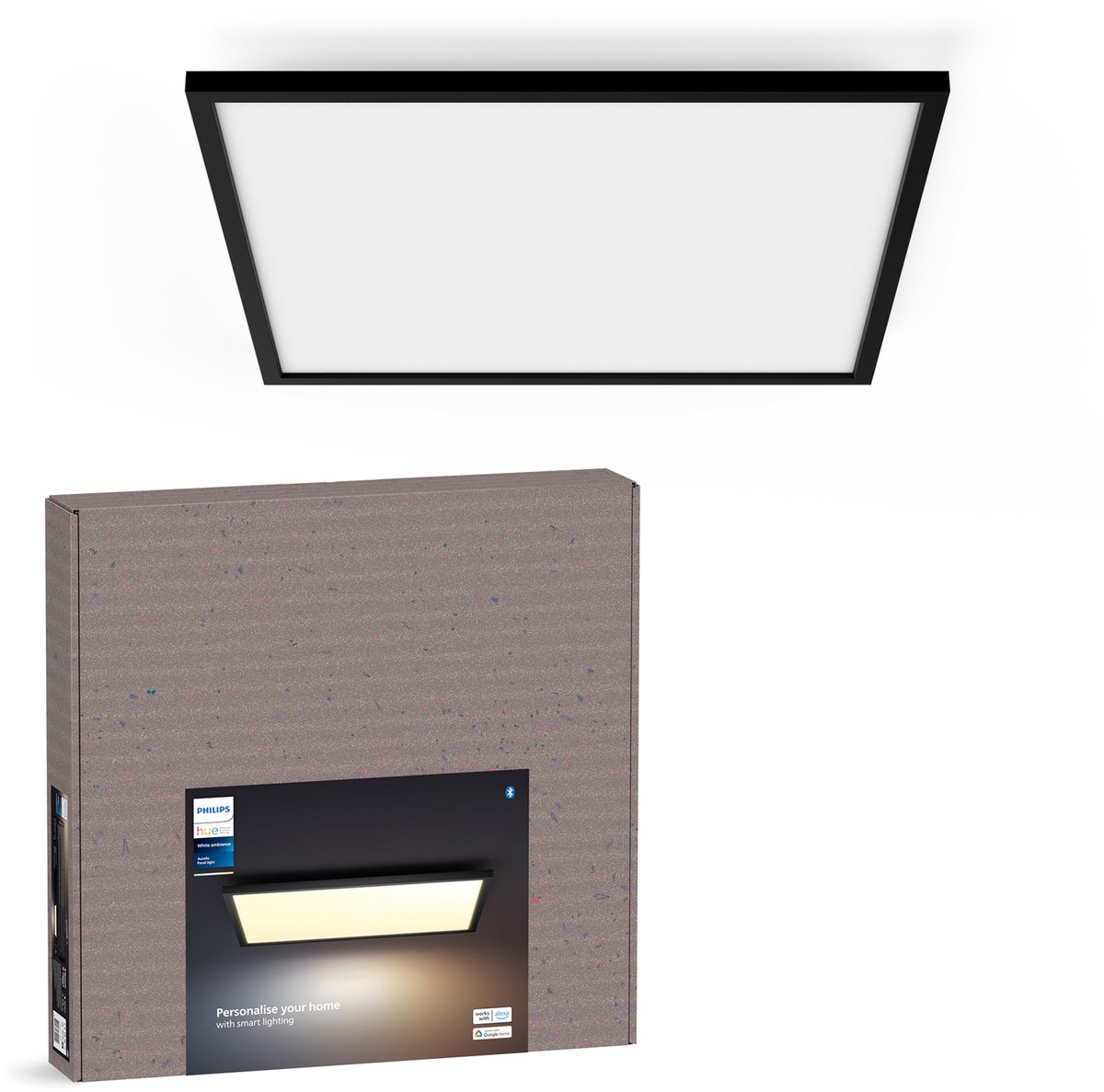 Philips Hue Aurelle paneellamp – warm- tot koelwit licht – zwart – vierkant large