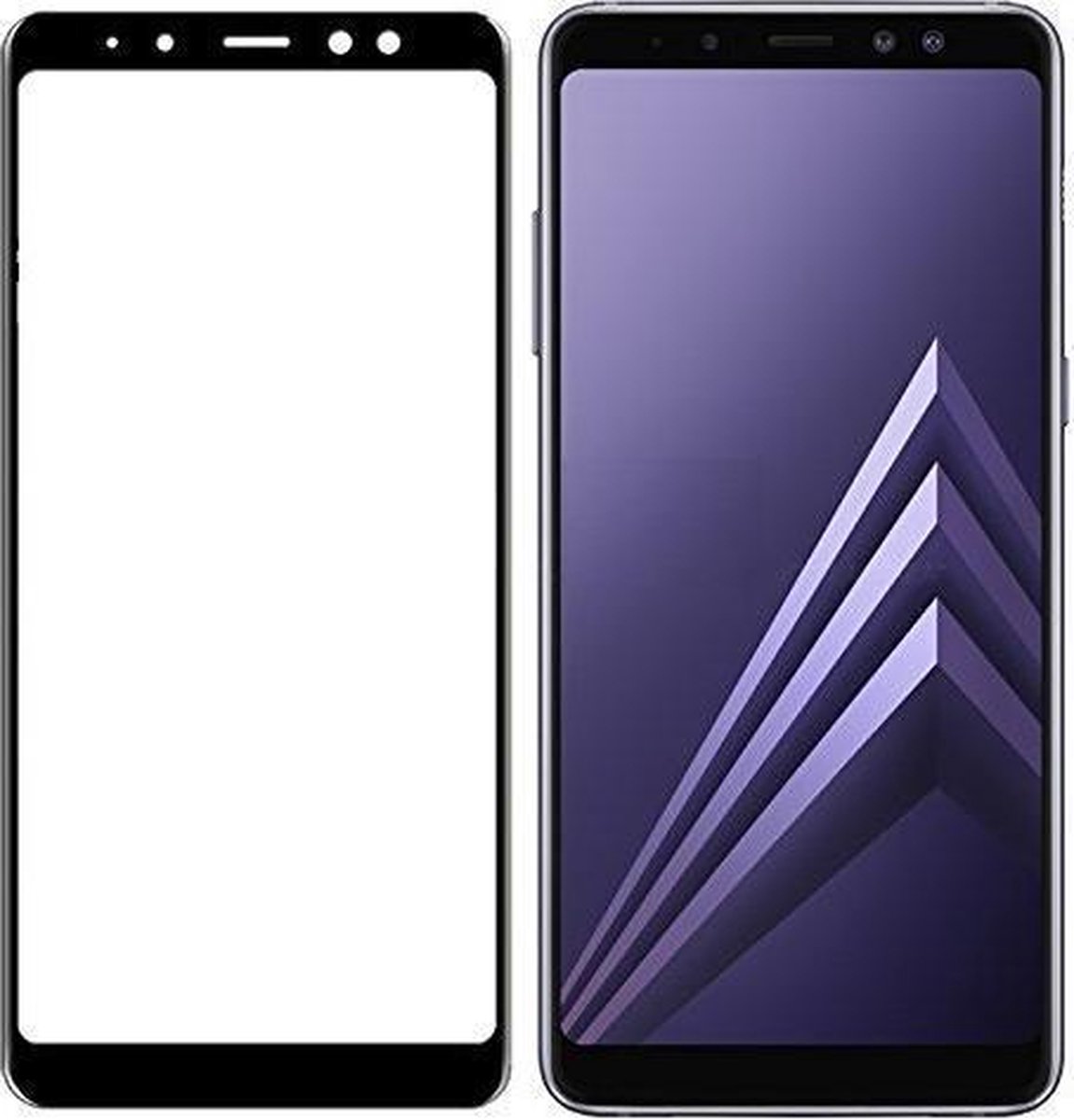 Samsung Galaxy A7 2018 Full Glue Screenprotector Adhesive Cover tempered glass Zwart