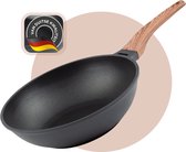 Rosmarino Black Line Wokpan - Pannen - Pan Ø30cm - Wokpan inductie - Geschikt voor alle warmtebronnen & vaatwasser - Aluminium - Zwart
