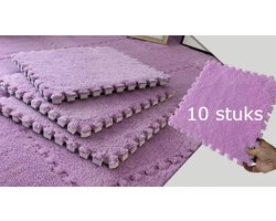 Atelier Volto Tapijttegels 10 stuks - in elkaar grijpende - schuimrubberen - 30 x 30 cm - pluche - puzzel schuimrubberen - vloermatten - met rand - antislip - tapijt - voor de vloer Tapijttegels Roze