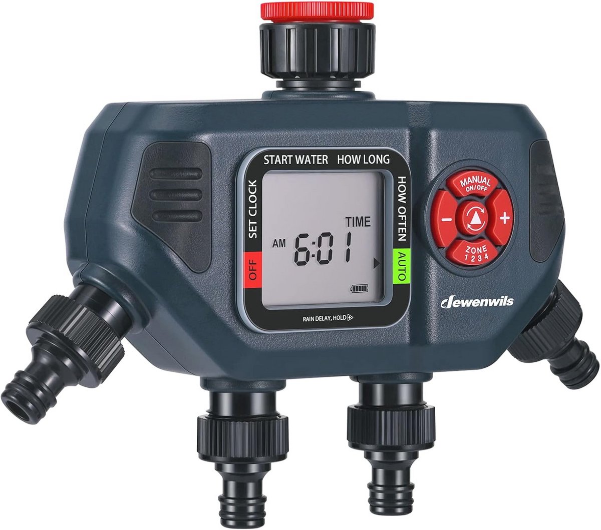 Irrigatiecomputer met 4 onafhankelijke uitgangen, Instelbare watertimer voor Tuin en Landschap