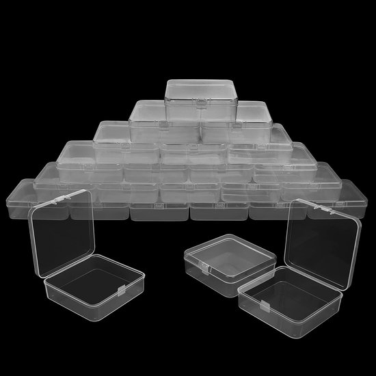 TRUEIN 12 stuks opbergdozen met deksel, kleine kunststof, kleine opbergdoos, plastic transparante plastic doos, mini-plastic dozen, set voor pillen, kralen, sieraden, handwerk