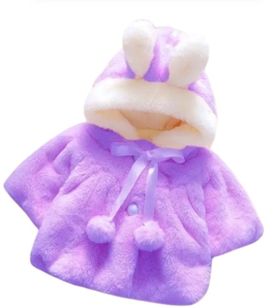 Winter Baby Meisje Jas Zoete En Schattige Warme Capuchon Konijn Oor Wollen Trui Minimalistische Kinderkleding Geschikt Voor 0-3 Jaar
