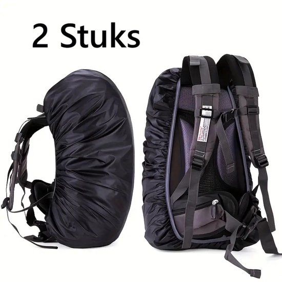 2x Regenhoes Voor De Rugzak I Rugzak Regencover I Waterdicht I Regenhoes Tas I Bescherming Tas Tegen regen I 25-35 Liter I Zwart