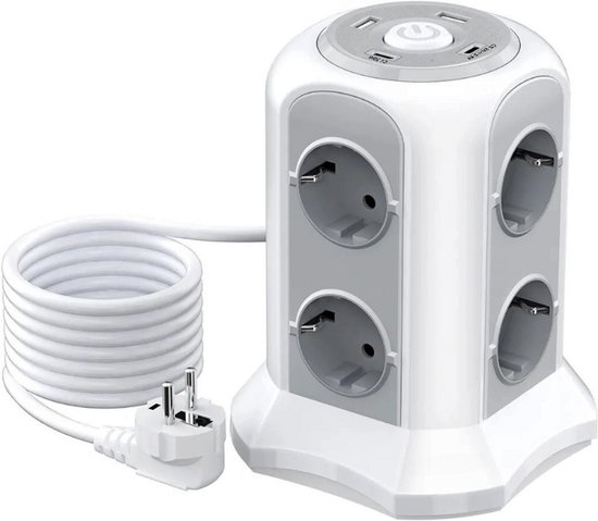 DEBFLEX - Stekkerdoos 16A - 4 stopcontacten 2P T voor meerdere aansluitingen - wit - kabel 1 m