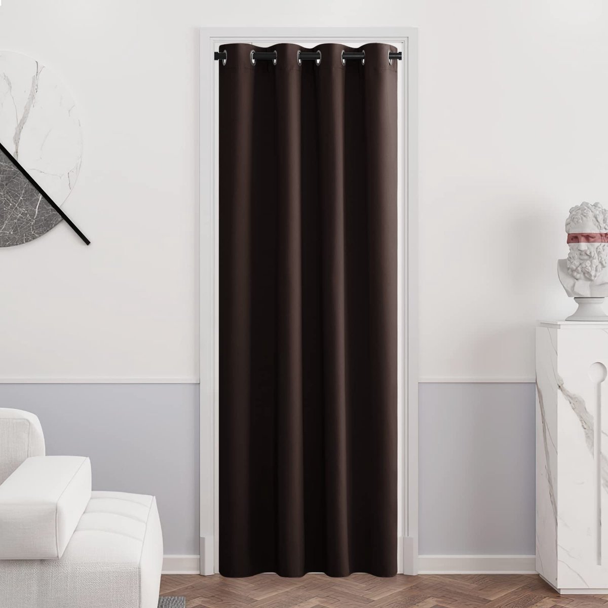 Unyqoos Stijlvolle Verduisteringsgordijnen met Ringen voor Slaap- en Woonkamer, 132 cm Breed bruin