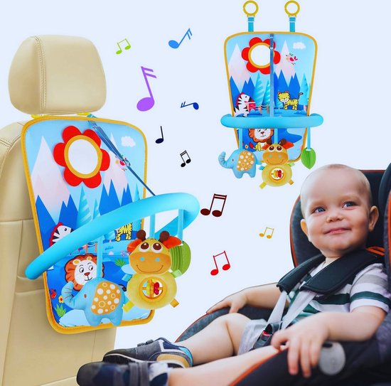 Baby Autostoelspeelgoed - Leeuw Activiteitencentrum Met Spiegel En 3 Hangende Speeltjes Voor Baby's 0-12 Maanden
