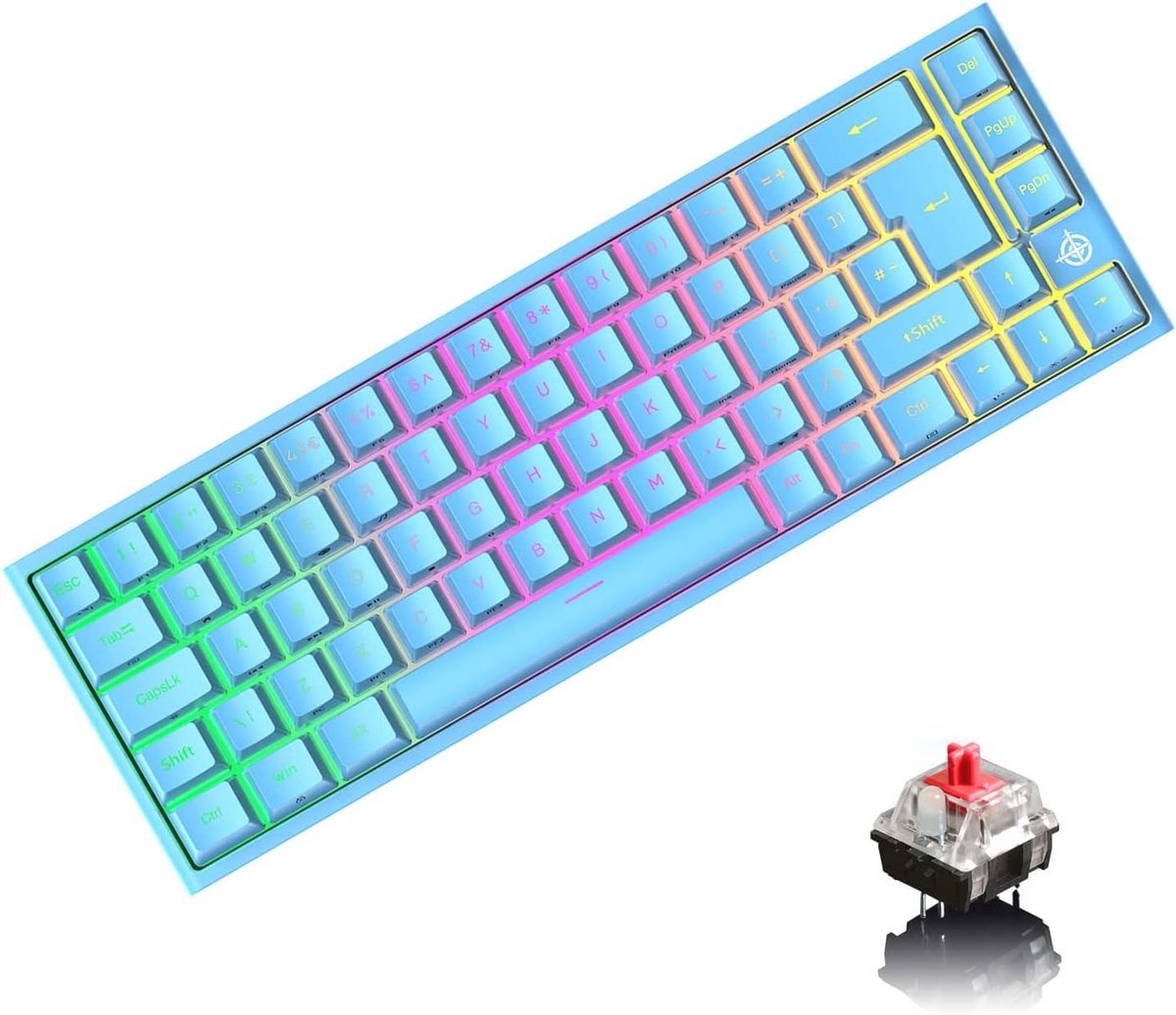 Compact 60% Mechanisch Gaming Toetsenbord met RGB Achtergrondverlichting en Rode Schakelaars