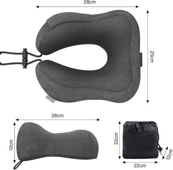 kussen cervical confortable pour le voyage et la détente - Mousse à mémoire de forme avec housse en velours