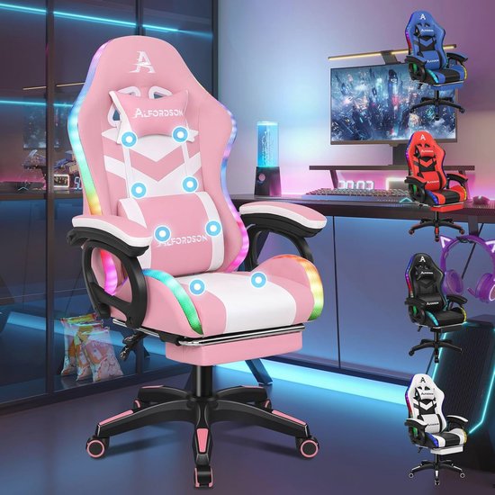 AutoFull G7 Ergonomischer Gaming-Stuhl, Atmungsaktives Mesh, Wraparound-Lendenstütze, 140° Zero-Gravity mit Fußstütze, 4D Armlehnen & Kopfstütze, Max. 150 kg (Weiß