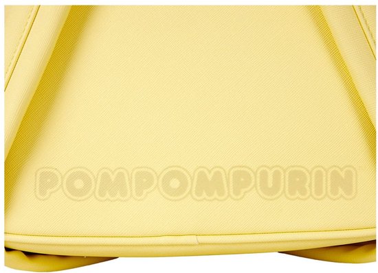 Gele rugzak met reliëf van de tekst "POMPOMPURIN".