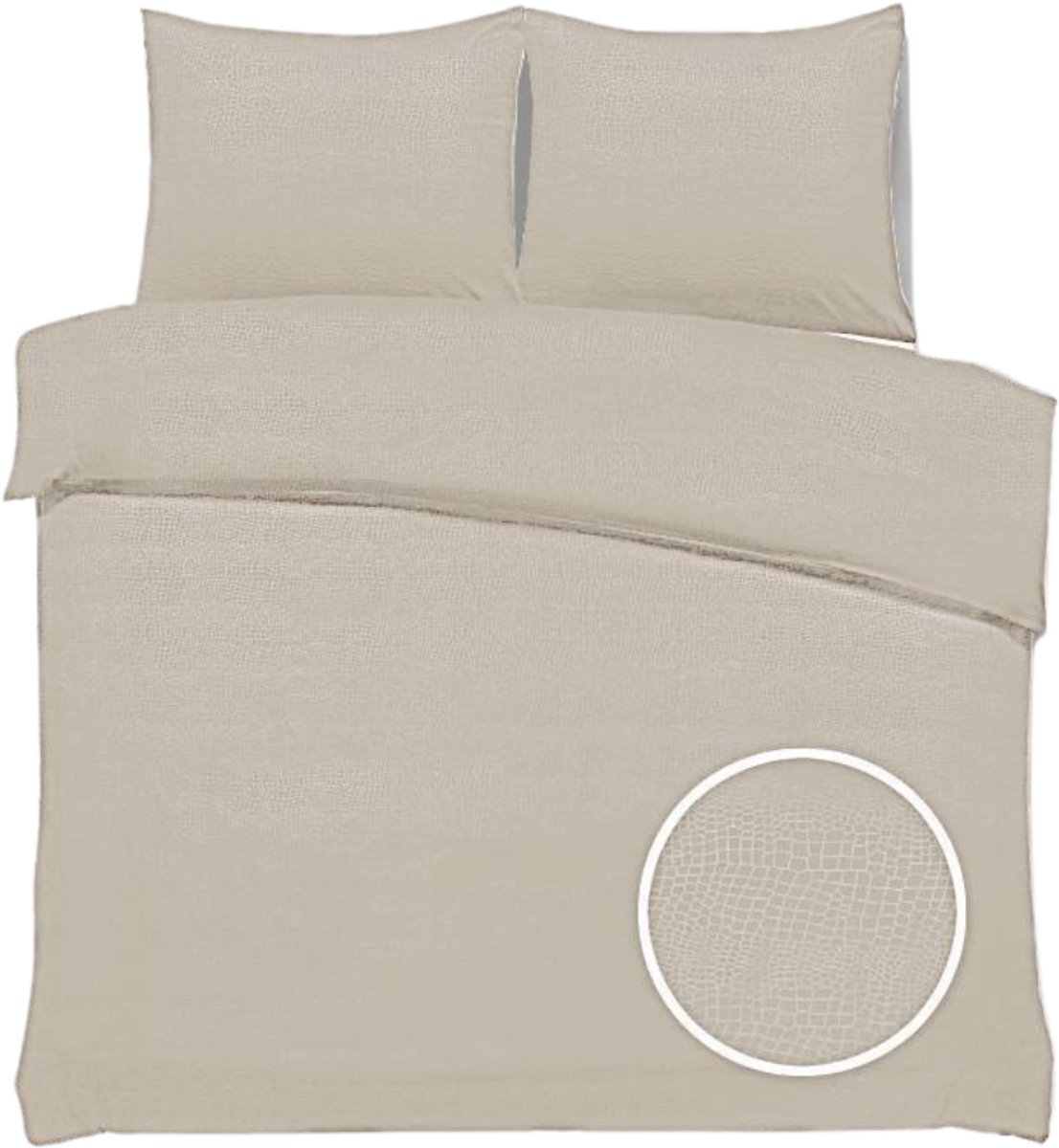SweetSleeping Dekbedovertrek Croco - Modern - 200 x 220cm + 2 kussenslopen 60x70cm - Taupe - 100% Zijdezacht Micropercal - Strijkvrij - Krimpvrij