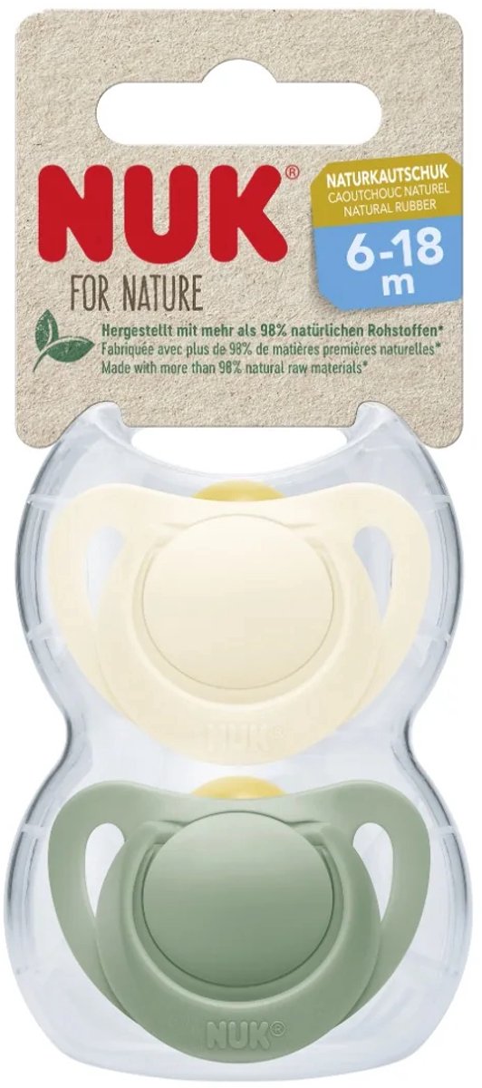 Goedkoopste NUK | For Nature | Latexfopspeen | Gemaakt van natuurlijke grondstoffen | set van 2 | crème-groen| 6-18 maanden