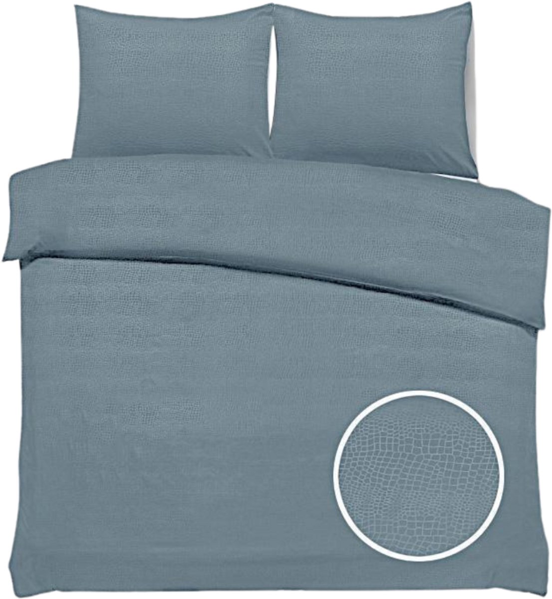 SweetSleeping Dekbedovertrek Croco - Modern - 200 x 220cm + 2 kussenslopen 60x70cm - Oceaan grijs - 100% Zijdezacht Micropercal - Strijkvrij - Krimpvrij