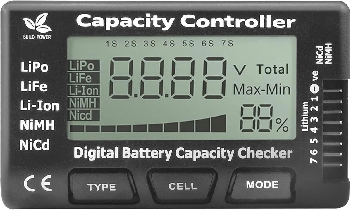Digitale Batterij Capaciteit Tester voor LiPo, Li-ion, NiMH, Nicd - LCD Voltage Checker