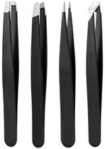 Tweezer - 4 delig - Epileer set - Pincetten - Rvs