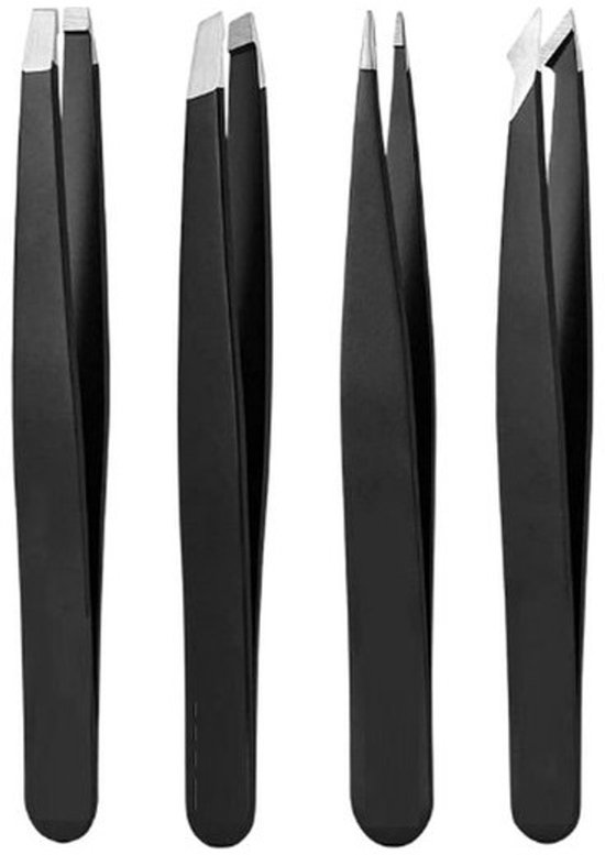 Tweezer - 4 delig - Epileer set - Pincetten - Rvs