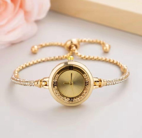 Montre de Luxe pour femme - Bracelet en or - Or et diamants - Acier inoxydable