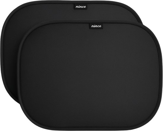 Nince Zonnescherm Auto Zijruit – Set van 2 – 51x31 cm – Extra Donker Zonnescherm Auto Baby – Met UV Protectie voor Kind & Baby – Zelfklevende Zonwering Auto – Zwart – Autoaccessoires