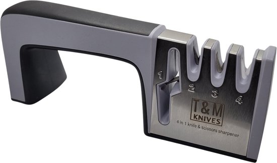 Aiguiseur Couteaux Professionnel OUYLAF, 4-en-1 Aiguiseur de Cuisine Affuteur Couteau et Ciseaux, Knife Sharpener avec Gomme - Maison