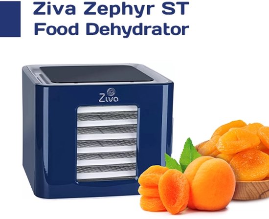Ziva Zephyr ST voedseldroger RVS | droogoven | dehydrator | 6 roestvast stalen drooglades - perfect voor het drogen van fruit, vlees, kruiden, groente, en meer!