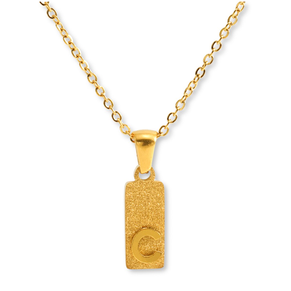 Marama - Ketting Letter C Sparkling Goud - stainless steel - gold plated - nikkelvrij - persoonlijke ketting - letterketting - met hanger - cadeauverpakking