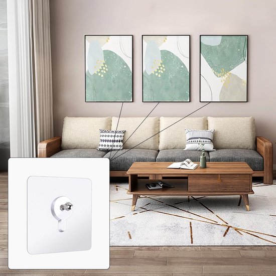 Menz Zelfklevende haken, 6 stuks, transparant, extra sterk, kleefhaken, outdoor, weerbestendig, wandhaken, zelfklevend, plafond en muur draaibaar, multifunctioneel voor keuken, badkamer, decoratie
