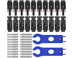 MC4 fotovoltaïsche connector op zonne-energie - PV mannelijke/vrouwelijke connector - dubbele ring waterdichte afdichting - geschikt voor fotovoltaïsche zonnepaneelkabelaccessoires - 10 paar