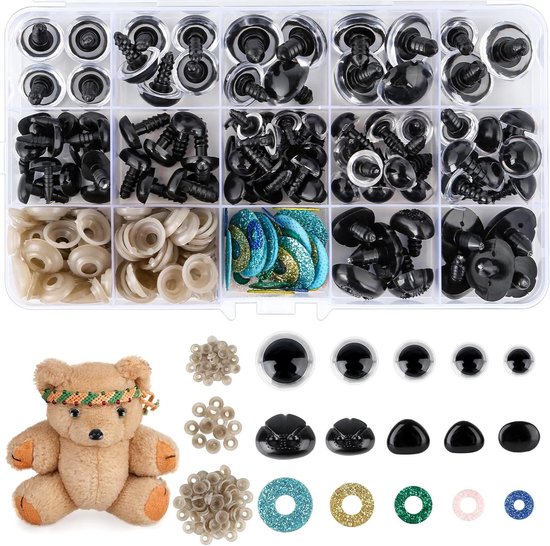 Niet Voor Kinderen Onder 5 Jaar 100 Stks Zwart Plastic Veiligheidsogen Met Ringen 6/8/9/10/12 MM Poppen Maken Kits Voor Knuffel Teddybeer Vilten Speelgoed (8mm Handwerk Ogen Zwart Kunststof