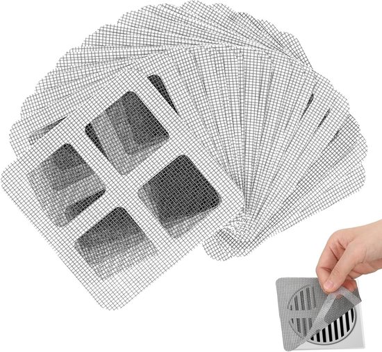 Haarzeef, douchegoot, 10 cm x 10 m, net, afvoer, haardouche, zelfklevend, doucheafvoer, mesh-sticker met plastic spatel, douchegoot, haarvanger voor douches, badkuipen, keuken, balkon
