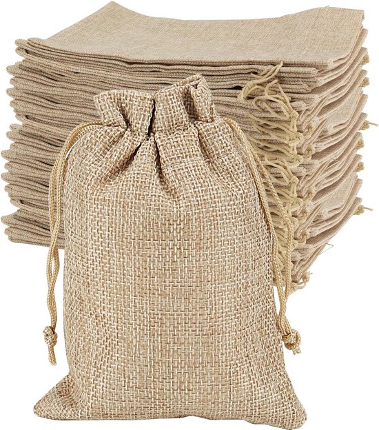 Ihaspoko 8 Stuks Katoenen Trekkoordzakjes – 25 X 30 Cm – Herbruikbaar, Multifunctioneel, Voor Knutselen, Verpakken & Filteren