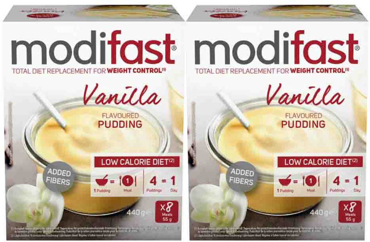 Goedkoopste 2x Modifast Intensive Pudding Vanille 8 x 55 gr