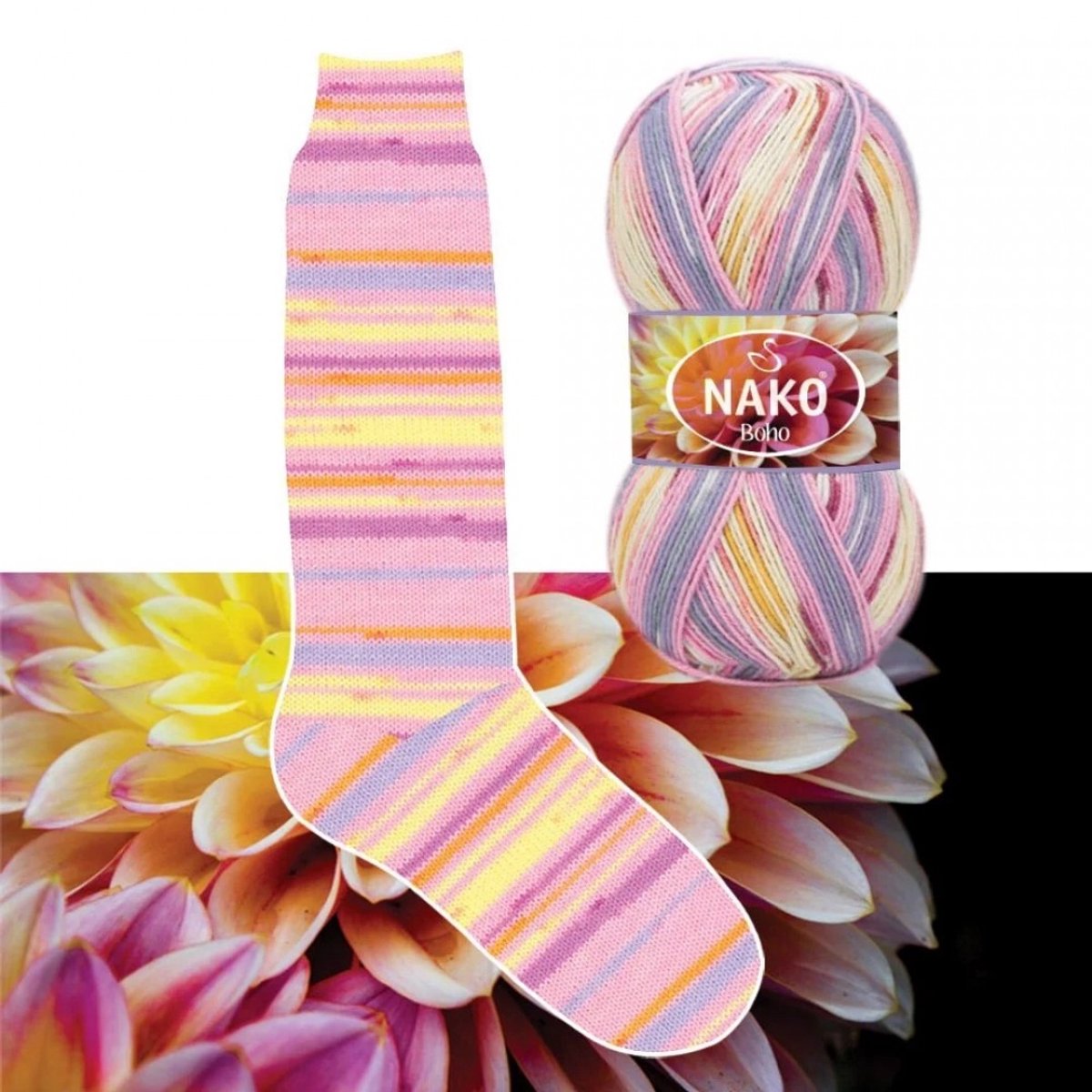 Sokkenwol Nako Boho - Dahlia - Pastel