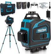 ProXtar 4D Kruislijnlaser met Statief - Zelfnivellerend Bouwlaser met 4 tot 16 Lijnen - Rotatielaser - 50 Meter Meetbereik - 360 Graden Rotatie - Inclusief Statief & Draagkoffer