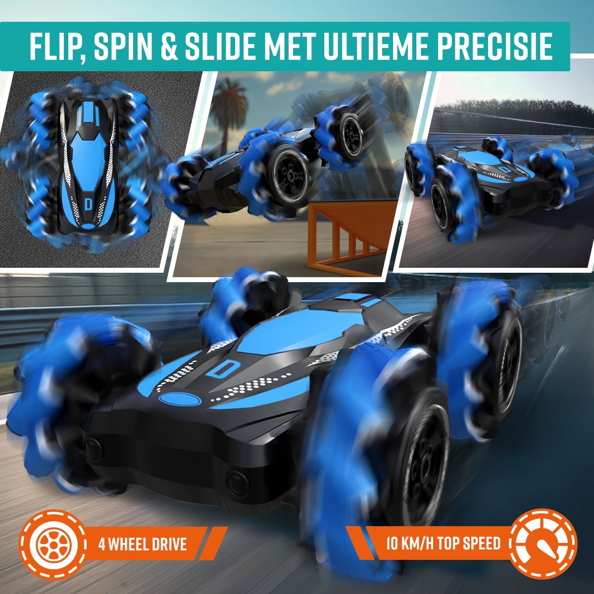 Napi Bestuurbare Auto - RC Stunt Car met 2 Accu’s - Speelgoed Auto voor Jongens - Buitenspeelgoed - Race Autos - Speelgoedauto Buiten - Radiografisch - Slidestorm — afbeelding 3