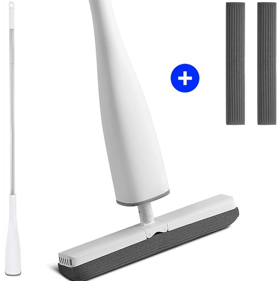 Balai à franges Viva Clean - Set balai à franges - Avec seau - Balai à franges avec seau - Éponge sur manche - Nettoyant pour sols - Balai à franges - Système de nettoyage - Raclette à manche - Balai à franges Vivaclean