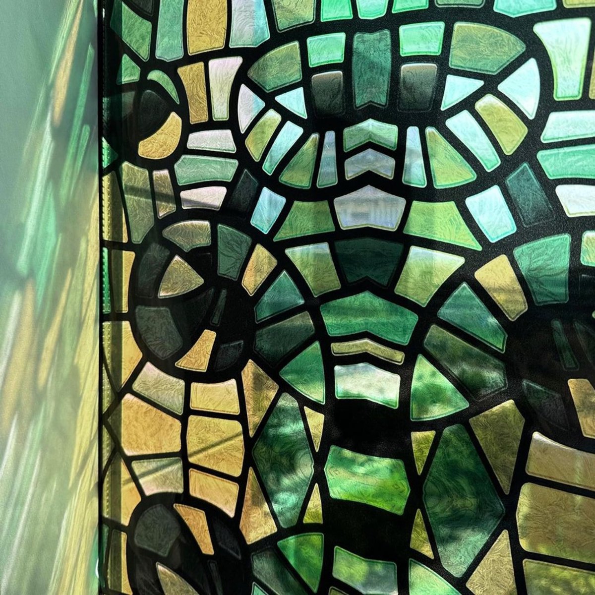 Raamfolie Glas in Lood - Zelfklevend - Antieke Look - Tinten groen