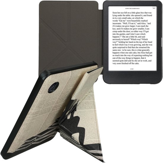 kwmobile e-reader hoesje geschikt voor Kobo Clara BW / Colour hoes - Ereader flip case met standaard - E reader cover van kunstleer - In zwart / beige van kwmobile — afbeelding 5