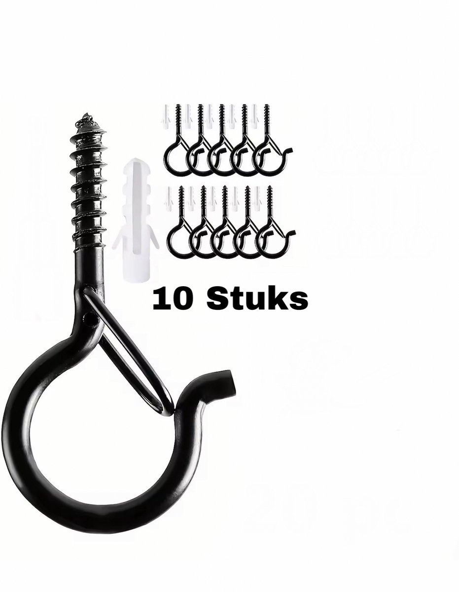 10 stuks Hangerhaken met veiligheidsgesp, winddichte schroefhaken voor het ophangen van buitenlichtslingers, plafondhaken planten, kerstverlichting