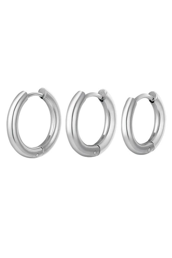 Bijoutheek Boucles d'oreilles Ensemble de trois anneaux Argent