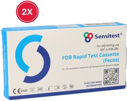 2 stuks FOB Test - Zelftest voor Bloed in Ontlasting - Binnen 5 minuten resultaat – Eenvoudig thuis uit te voeren