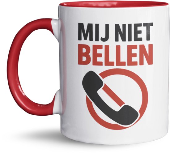 NietMokken.nl - Grappige Mok – Mij Niet Bellen – Mok Voor Kantoor – Grappig Cadeau Voor Collega – Tekstmok 325 ML – Koffiemok Met Humor – Werk Mok Met Tekst – Grappige Mokken En Méér – Originele Keramische Beker Voor Werkplek