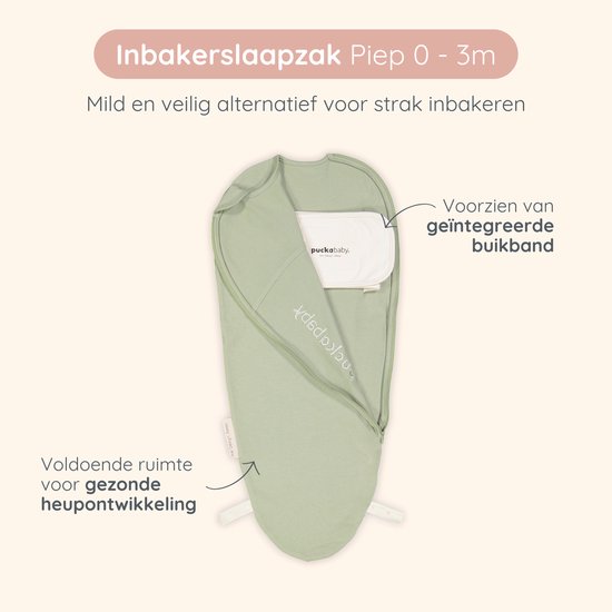 Puckababy Original Piep Inbakerslaapzak (0-3M) - Olive