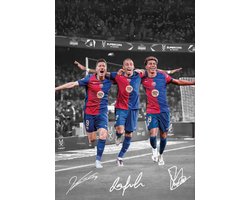 Lewandowski, Raphinha & Lamine Yamal Poster Ingelijst – Supercopa 2025 – Voetbal Kunstprint met Handtekeningen – Cadeau voor Fans - MSN Style FC Barcelona