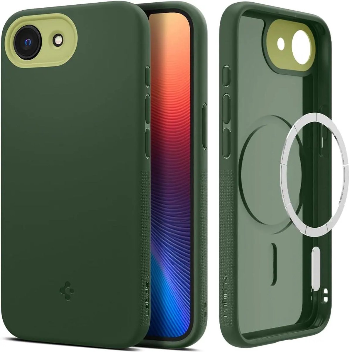 Spigen Nano Pop MagFit Hoesje Geschikt voor Apple iPhone 16e - Back Cover Compatibel met MagSafe / Qi2 - Groen