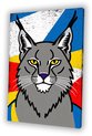 Lynx, Pop Art, Grijs, geel, blauw, rood, wit