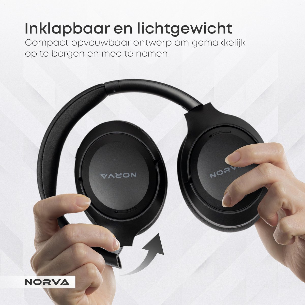 Norva P70 - Draadloze Noise Cancelling Koptelefoon - Bluetooth 5.3 Headphones - Over-ear Hoofdtelefoon - Met Microfoon en Opbergcase - 60u Batterij - Zwart — afbeelding 6