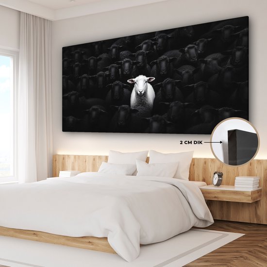 Tableau sur toile 160x80 cm - Décoration murale exclusive Mouton - Wit - Ténèbres - Décoration murale salon - Décoration chambre - Accessoires chambre - Peintures sur toile
